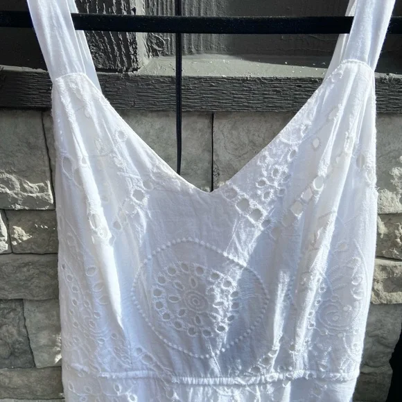 Eyelet 100% Cotton White Tank Dress - Picture 7 of 8